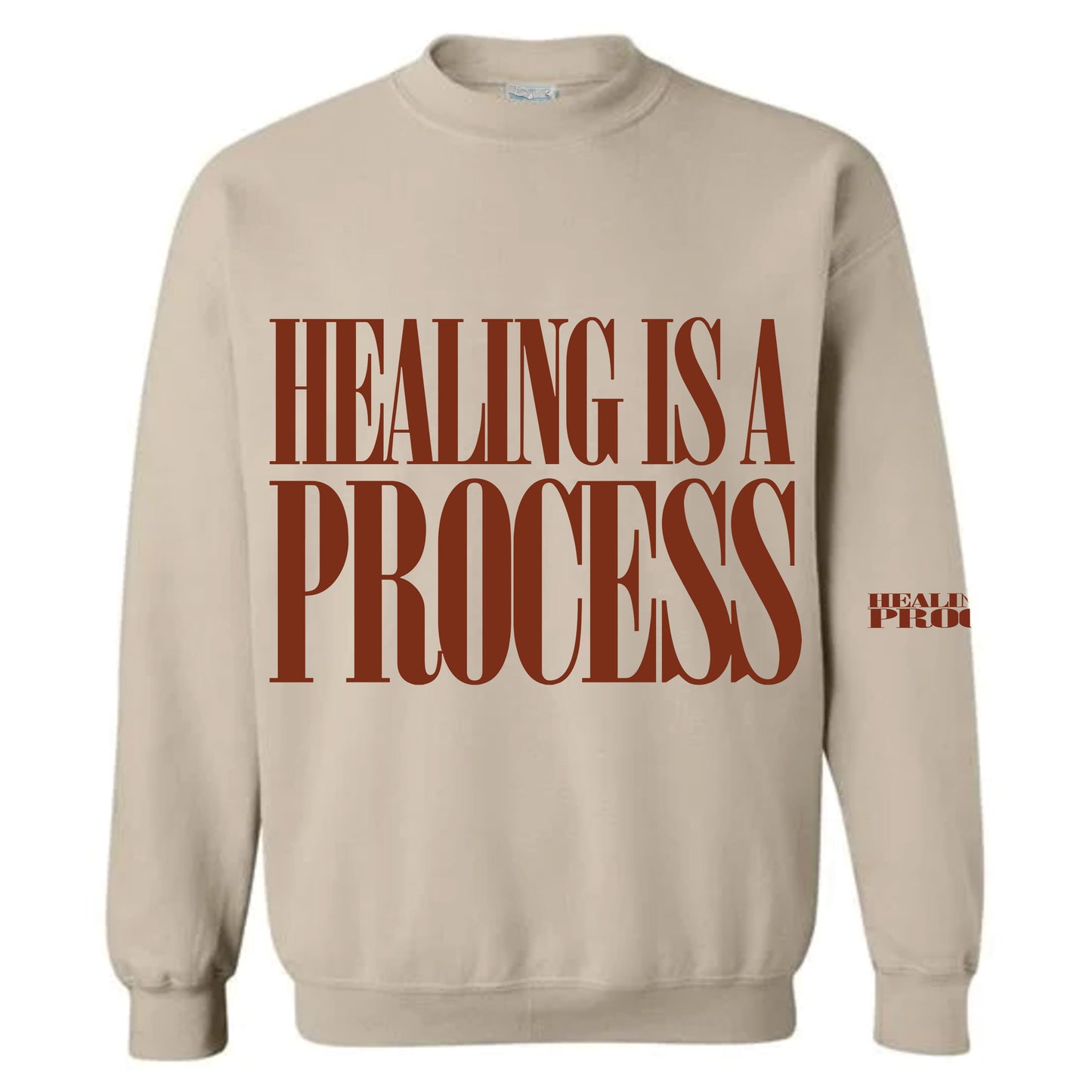 Healing Is A Process LeftEye Tan Crew Neck