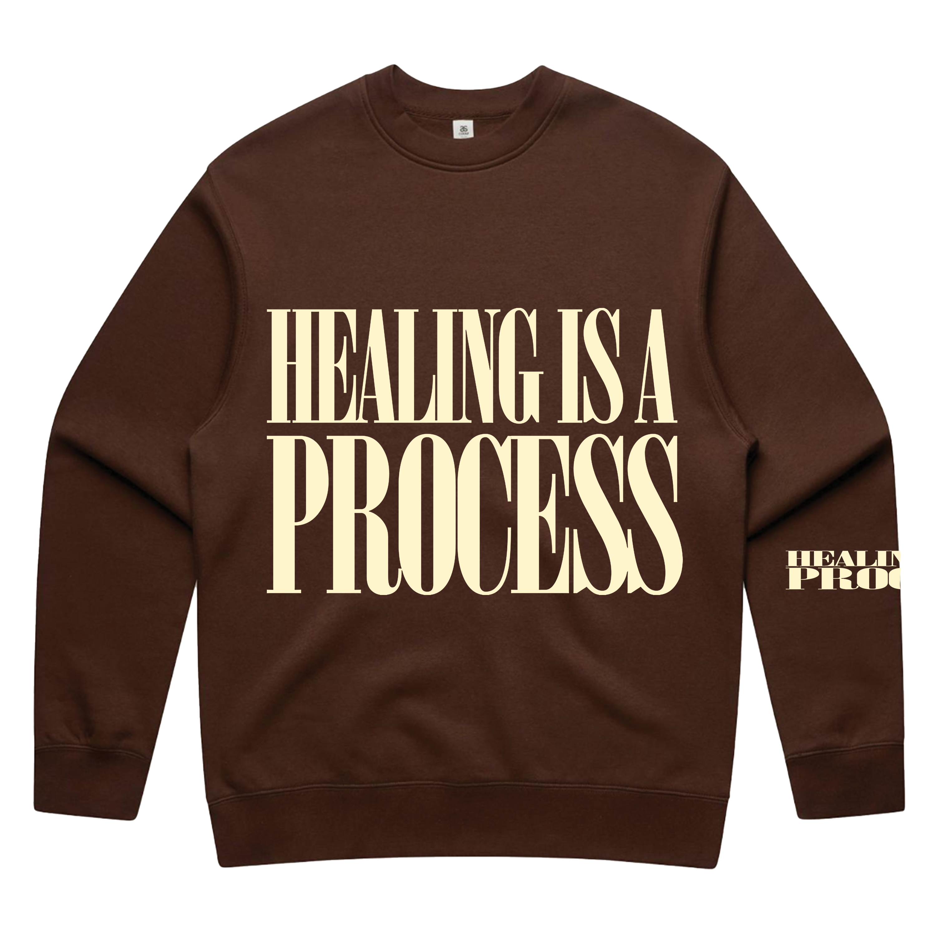 Healing Is A Process LeftEye Brown Crew Neck