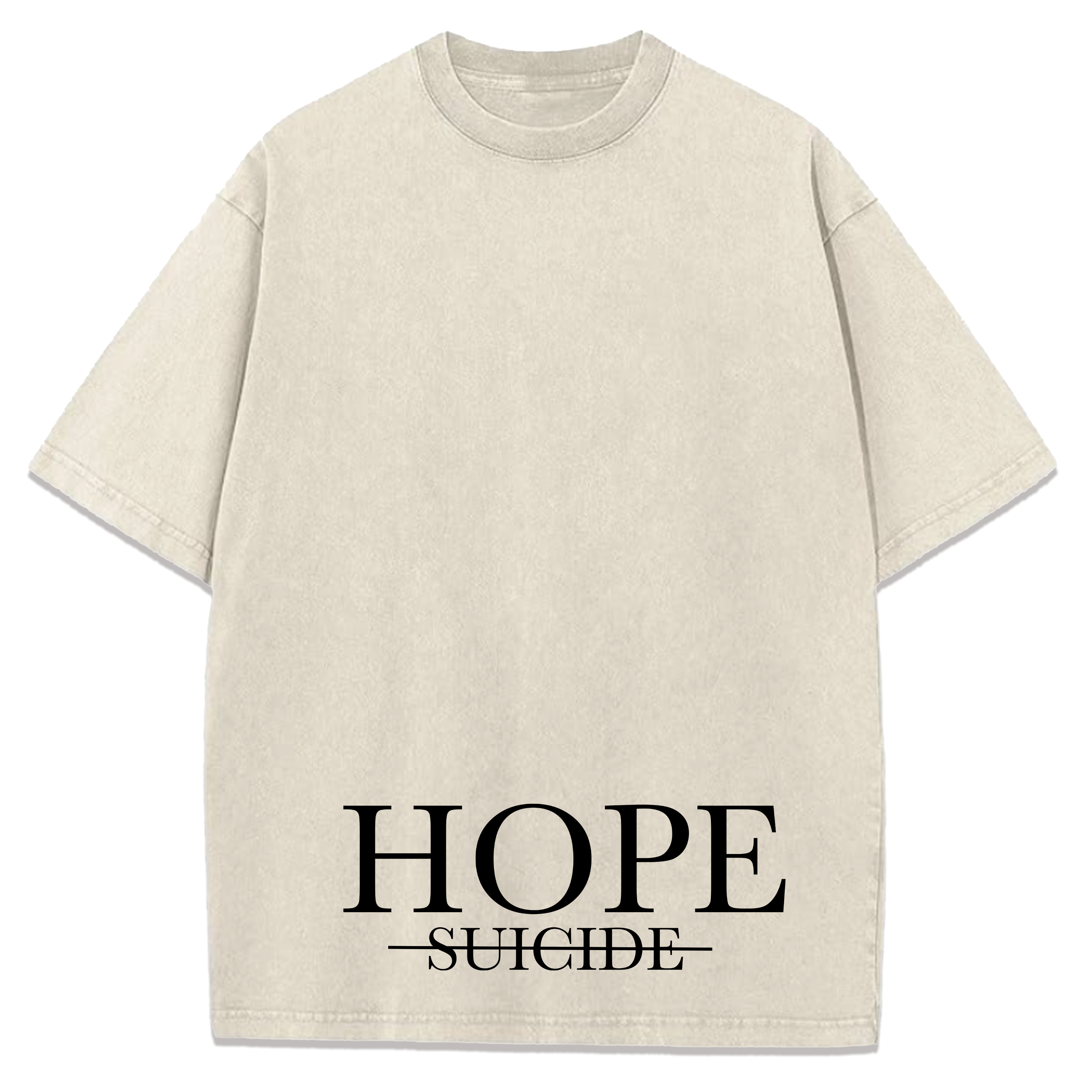 Hope Over Suicide Boxy Beige Tee