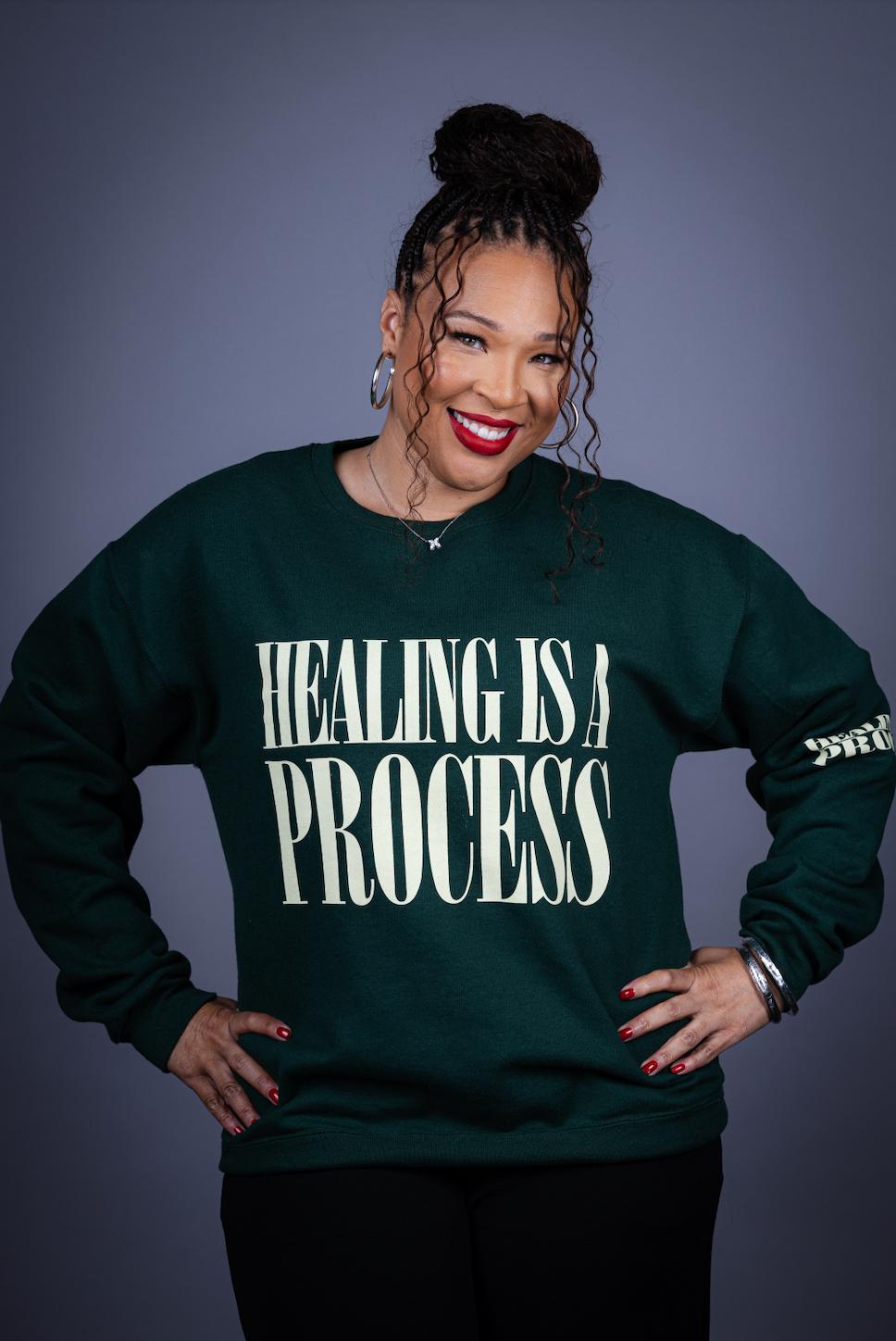 Healing Is A Process LeftEye Green Crew Neck