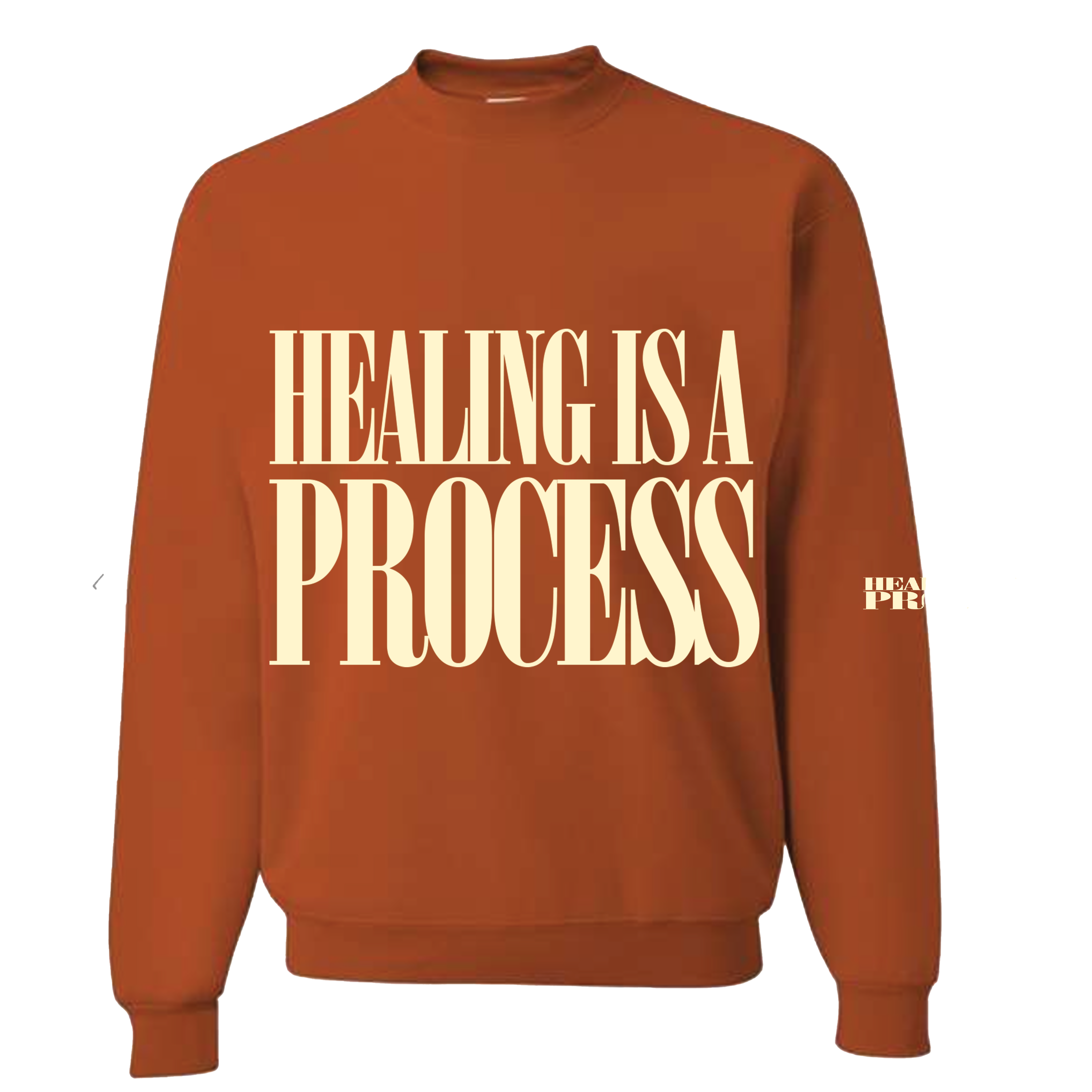 Healing Is A Process LeftEye Burnt Orange Crew Neck