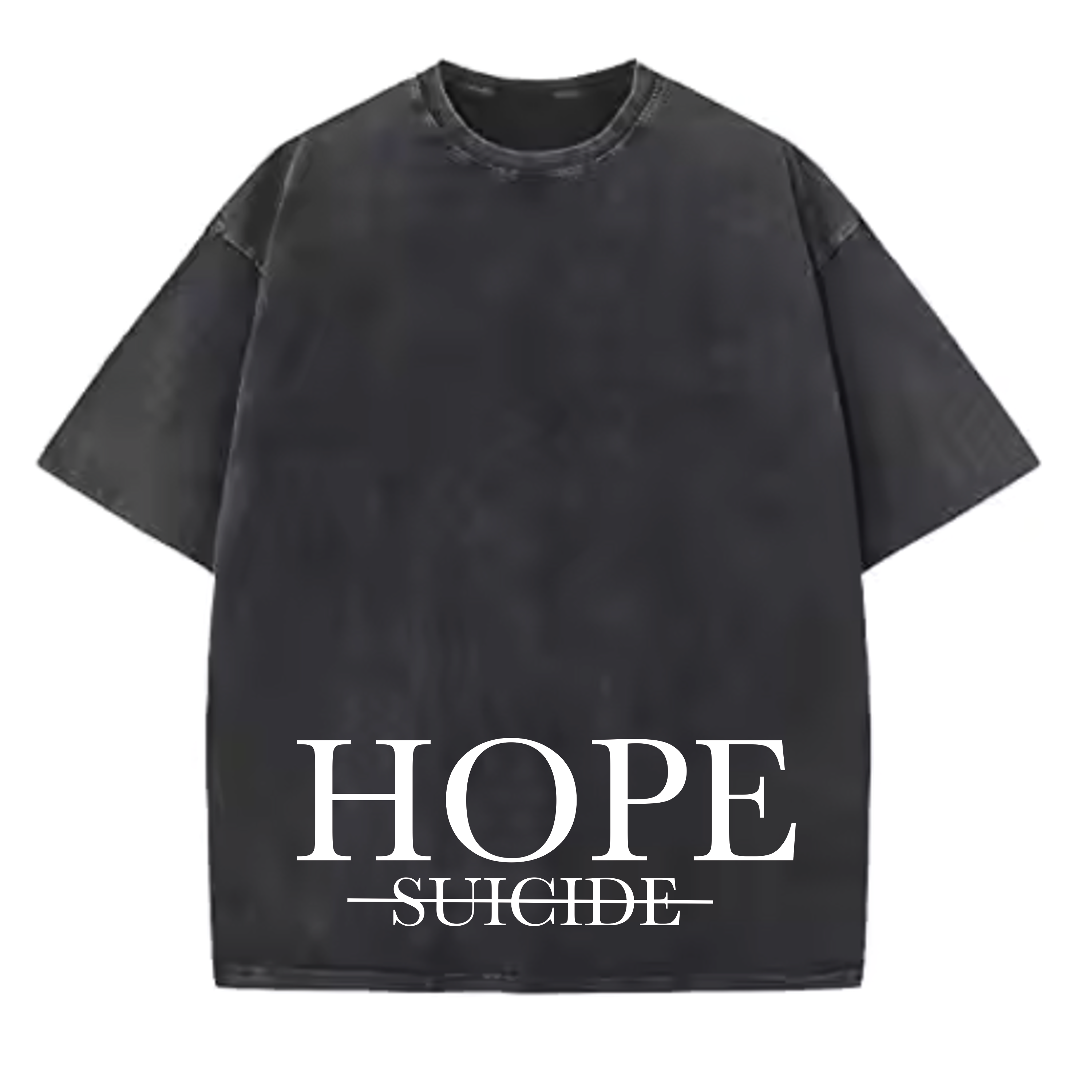 Hope Over Suicide Boxy Black Tee